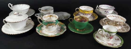 A collection of Victorian and later teacups and saucers, various factories and decorations, etc