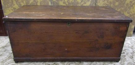 A Victorian large stained pine seaman's chest with hinged lid and rope twist side carrying
