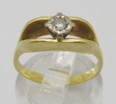 Yellow metal illusion set diamond ring, 0.10ct approx, size M, 4.1g