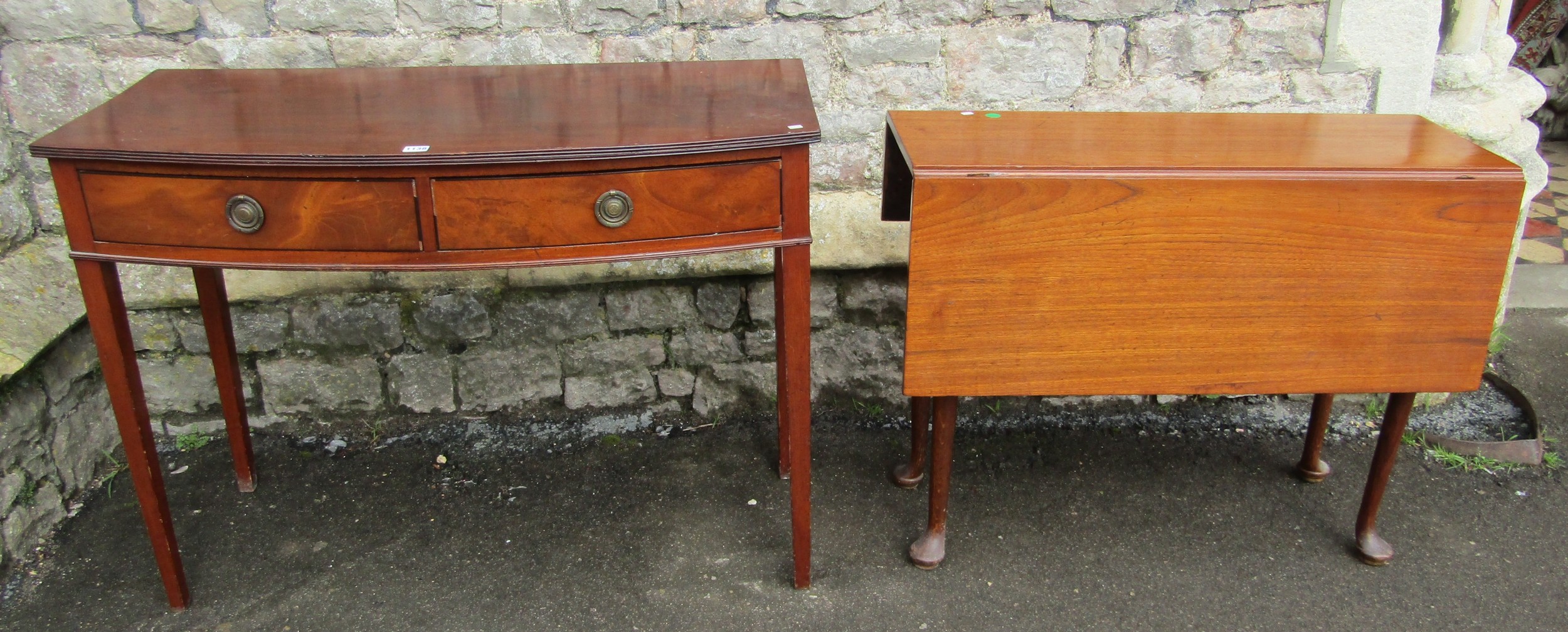 A Georgian mahogany side table with frieze drawer and squared tapered supports together with a - Image 4 of 7