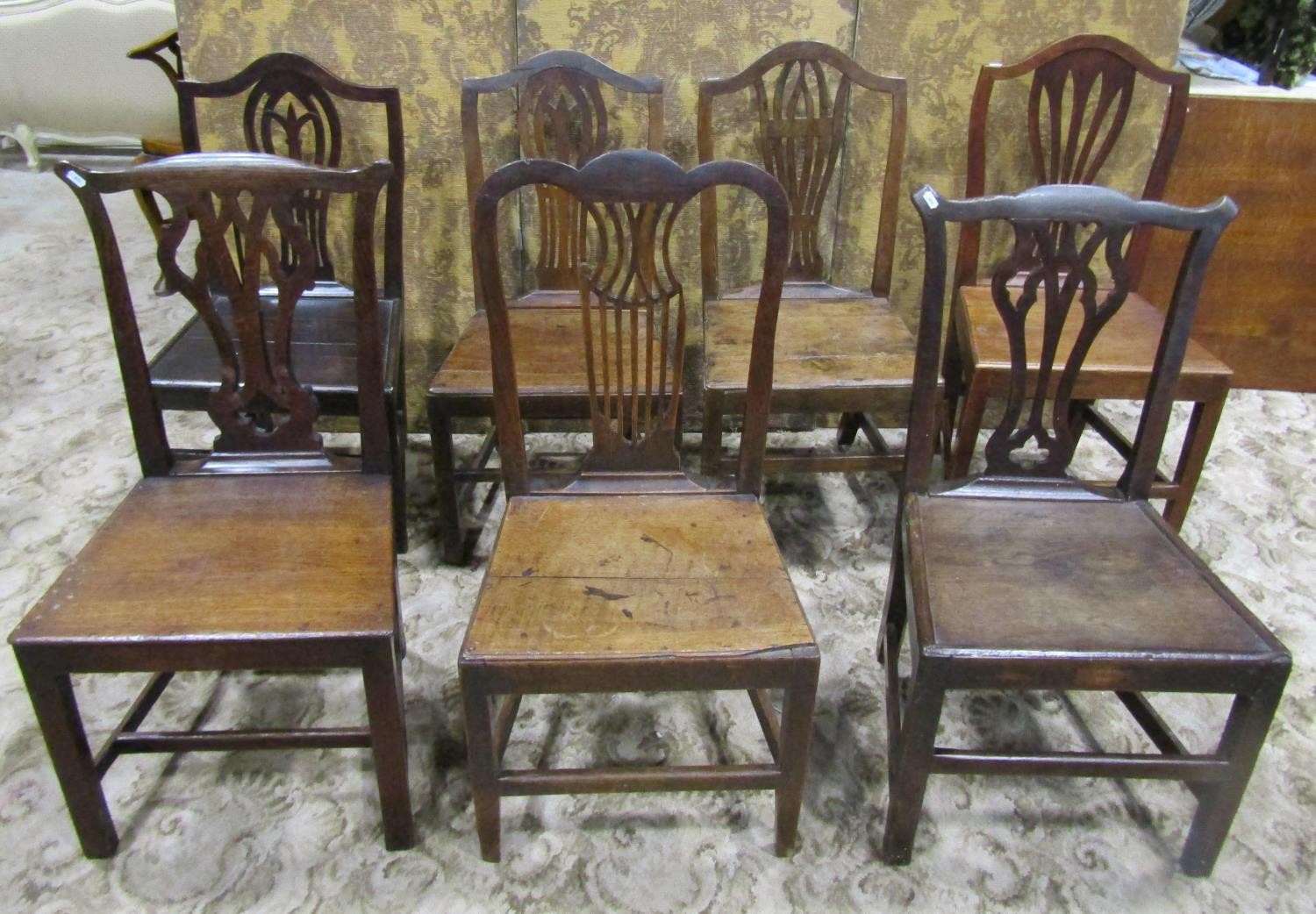 Nine Georgian oak country made dining chairs of varying design (af) - Image 2 of 7