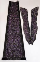 A late 19th / early 20th century full length black /velvet panel centre skirt panel and collar of
