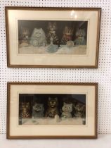 Three framed works to include: After Louis William Wain (British, 1860-1939) - Two 20th century