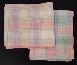 Two vintage woollen blankets in pink/lemon shades