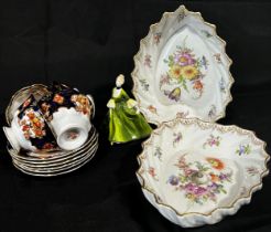 Royal Albert plates and Crown Derby Robin and Coalport figure "Mary"