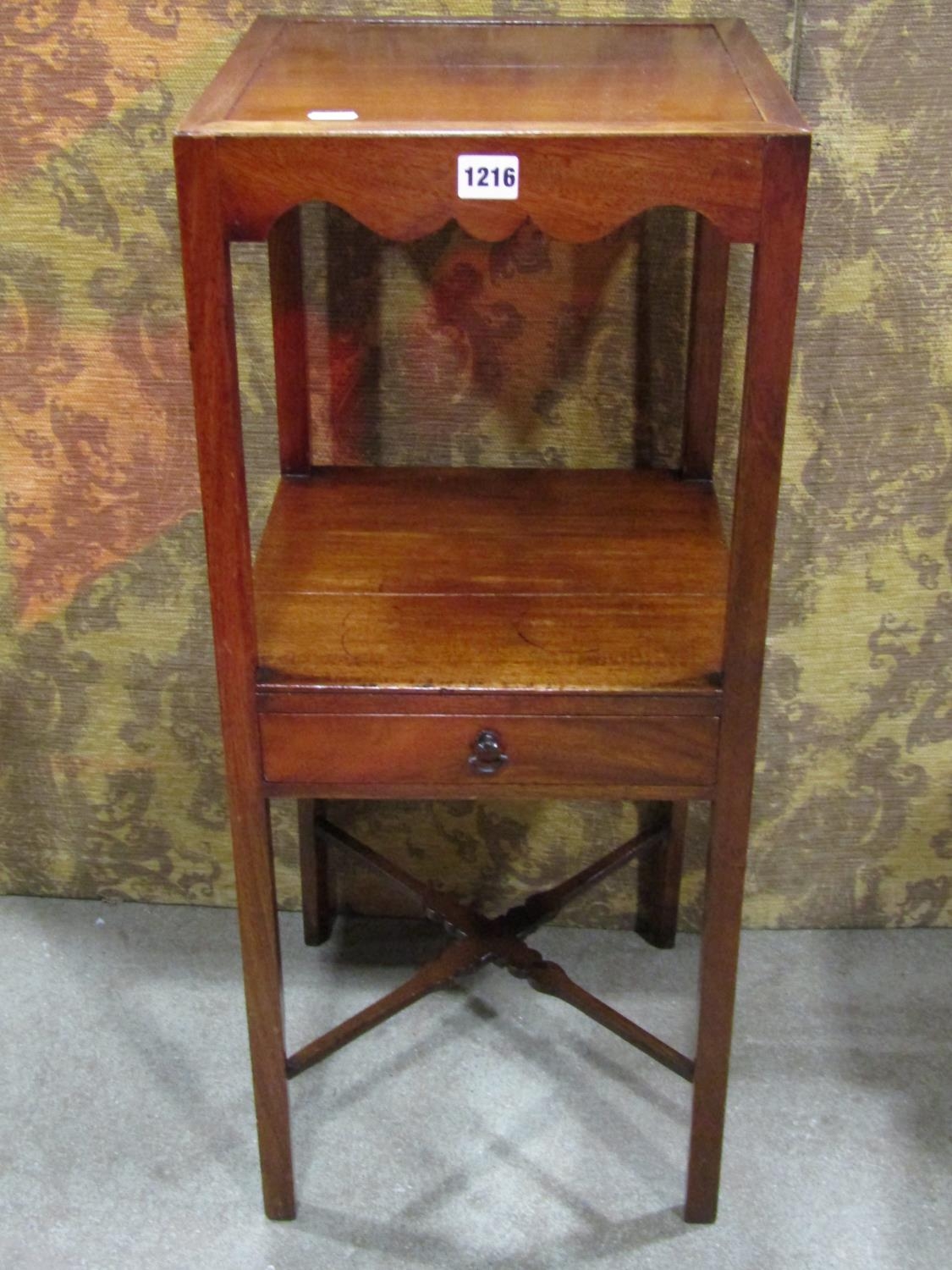 A Georgian mahogany washstand on square cut supports united by a shaped X framed stretcher, 79cm - Image 2 of 6