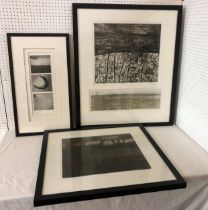 Three frames of prints to include: Sallie Taylor (local, Cheltenham artist) 'North Sea', artist's