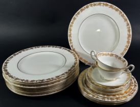 A collection of Wedgwood Whitehall pattern white and gilt tableware comprising eleven dinner plates,