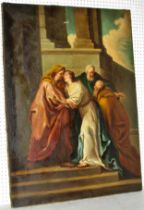 Late 19th Century School - The Visitation, unsigned, oil on canvas, 100 x 72.5 cm