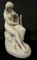 A Copeland Parian figure of Lurline, in seated pose at her feet a serpent, 30cm