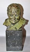 Hamish Mackie (British, b.1973) Sir Winston Churchill, bronze sculpture bust on marble base,