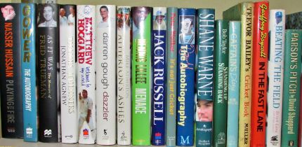 Large library of sporting books including biographies (all signed) mainly relating to cricket &