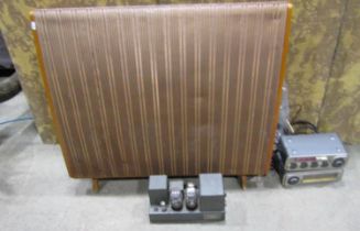 Vintage Quad hi-fi equipment comprising Quad electrostatic speaker, Quad II amplifier, Quad 22