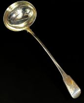 A George III silver ladle, London 1811, maker Thomas Wilkes Barker, 30 cm long, 5.8 ozs