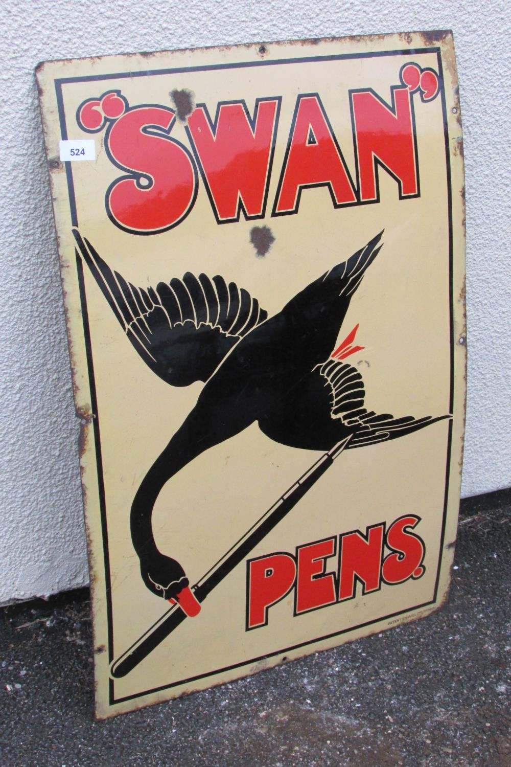 A scarce original enamel advertising sign for “Swan” Pens, 76 x 51cm - Image 2 of 2