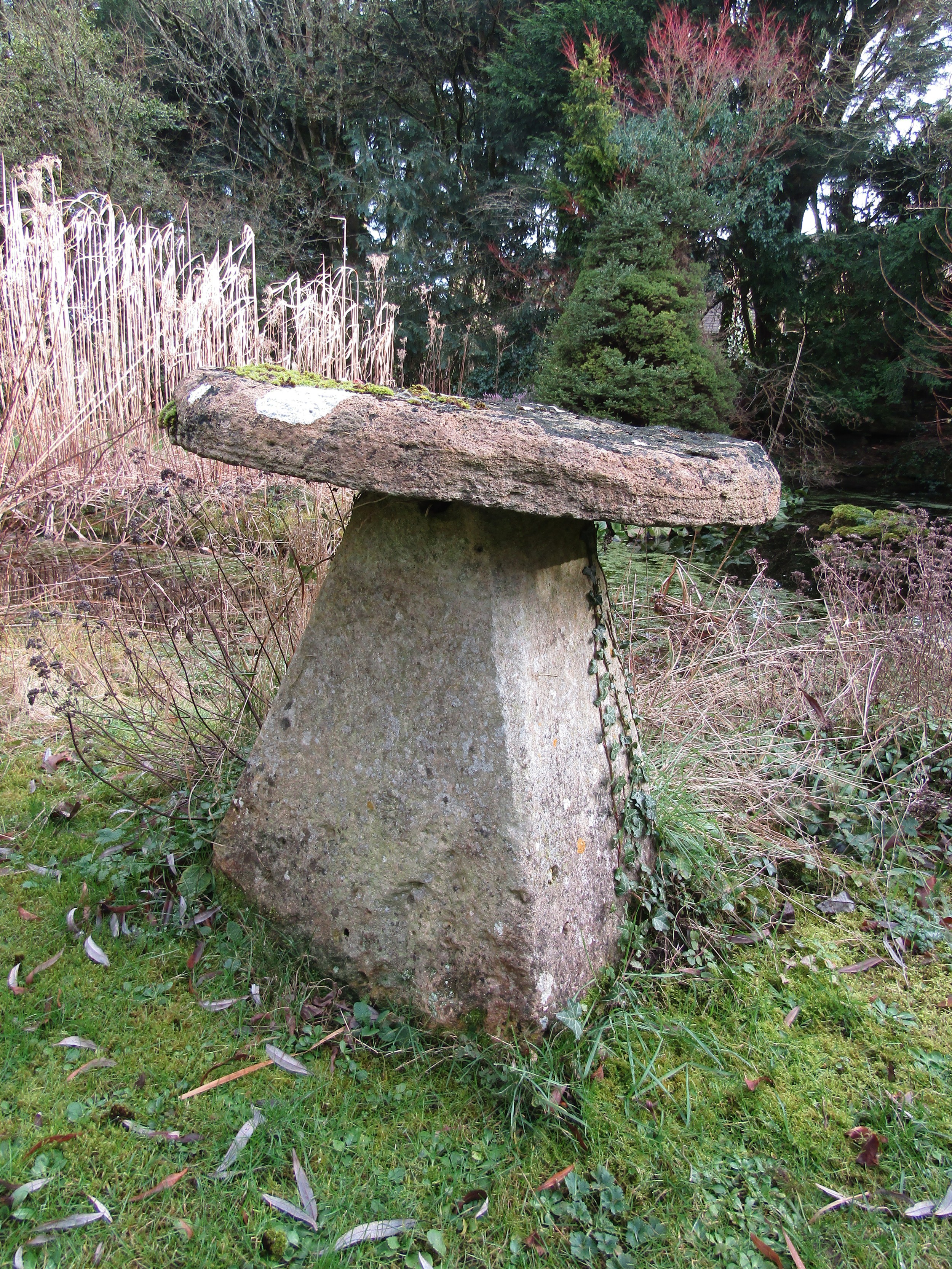 A substantial limestone staddle stone and base, the top of flat form, 80 cm diameter x 80 cm - Image 3 of 5