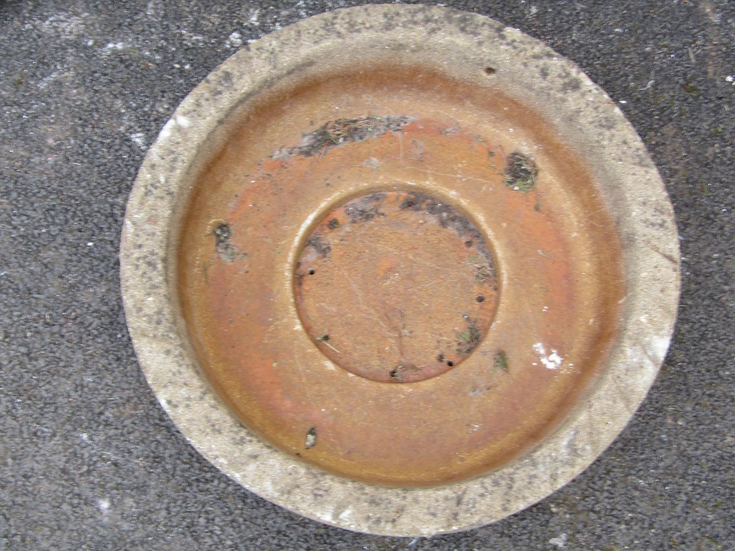 A weathered shallow cast composition stone trough/planter of circular form, 17 cm high x 61 cm - Image 2 of 2