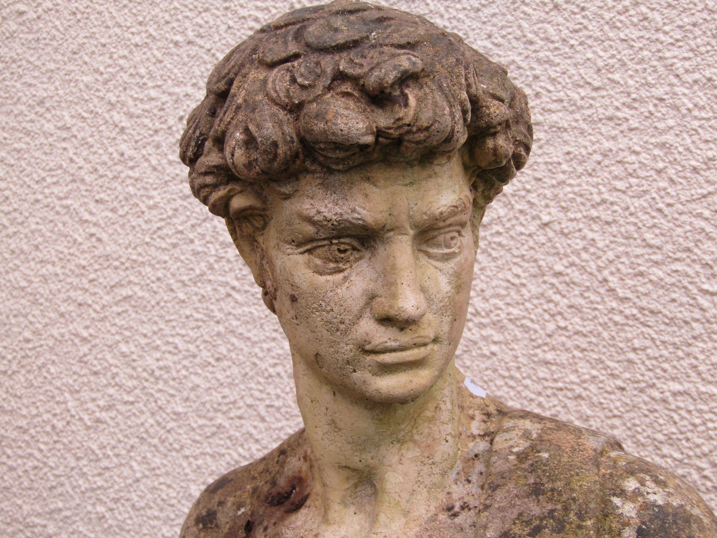 A weathered cast composition stone garden statue of 'David' 117 cm high - Image 3 of 4