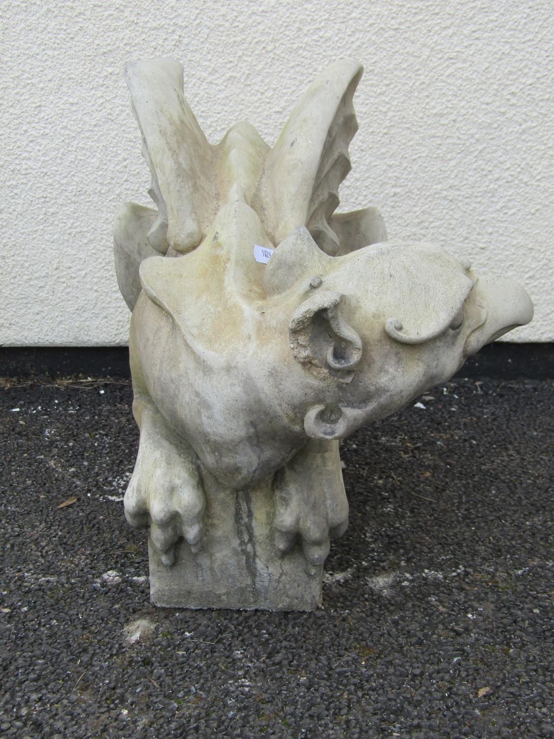 A pair of good quality cast composition stone pier ornaments in the form of Griffins set on - Image 5 of 5