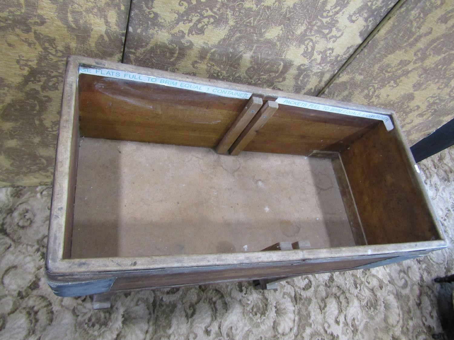 A vintage GPO (General Post Office) industrial sorting hopper, in banded pine on a wheeled trestle - Image 6 of 6