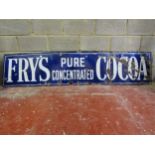An old rectangular enamel sign advertising Fry's Pure Concentrated Cocoa 51 cm x 230 cm
