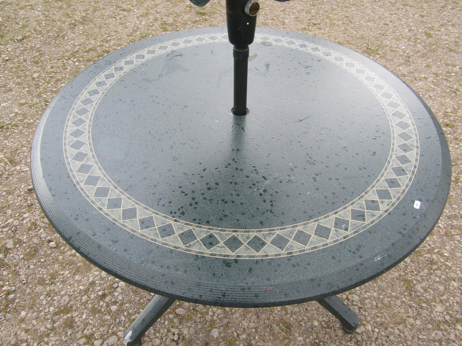 A moulded plastic patio set by Hartman consisting of a circular top table, 120 cm diameter raised on - Image 3 of 7