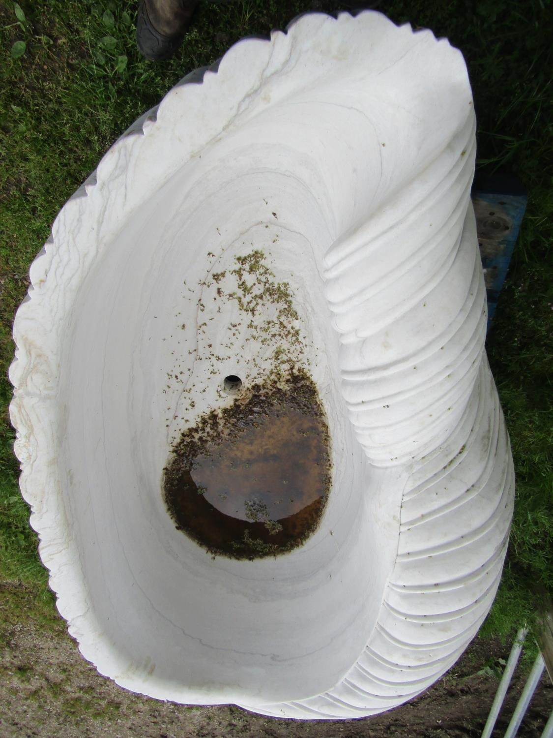 A good quality carved Carrera marble bath in the form of a shell, approx 210cm long x 110cm wide x - Image 6 of 10