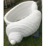 A good quality carved Carrera marble bath in the form of a shell, approx 210cm long x 110cm wide x