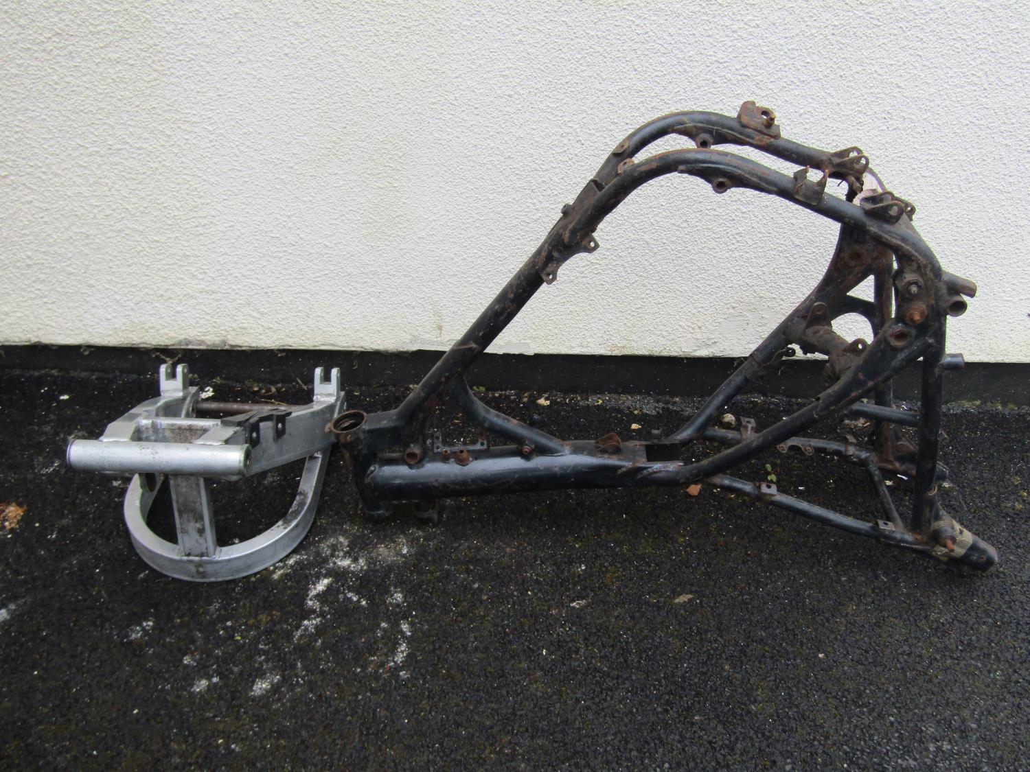 Motorcycle frame (unknown manufacture) together with a rear sub frame