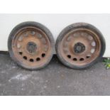 An old pair of artillery wheels