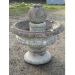 A Henri Studios weathered cast composition stone three sectional garden water feature/fountain,