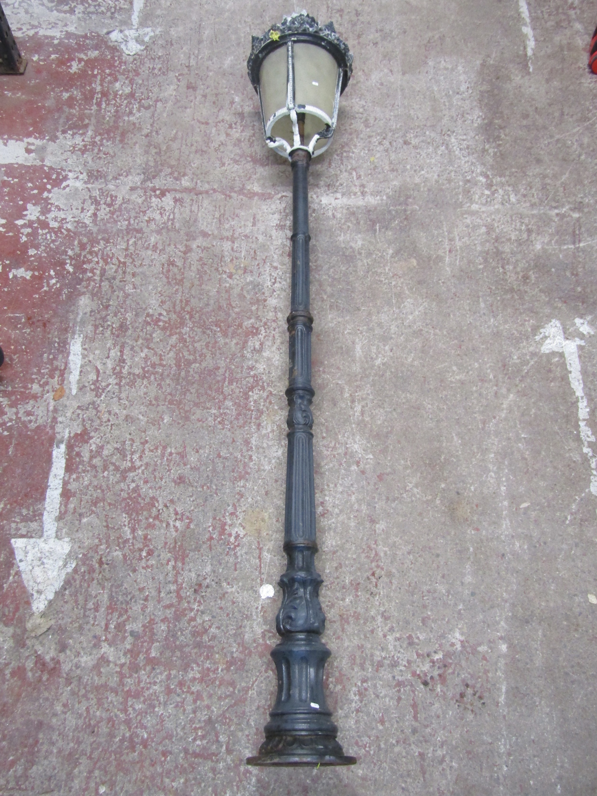 A Victorian style cast iron and alloy street lamp post with tapered cylindrical lantern, approx - Image 2 of 8