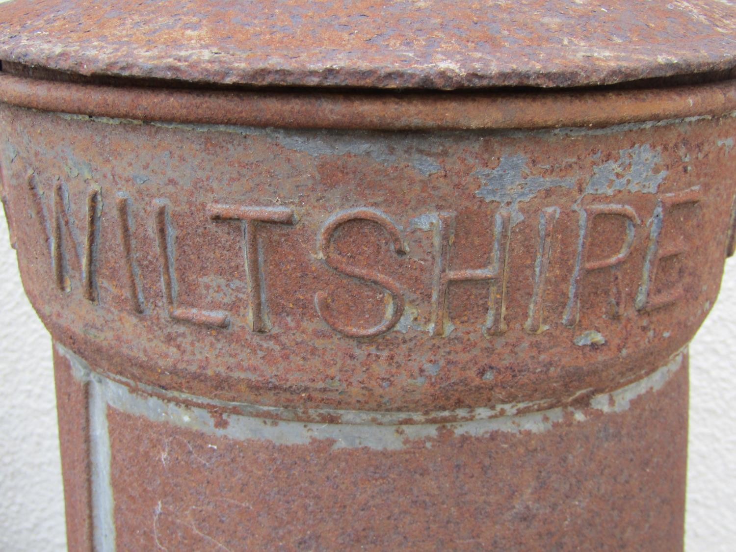 Three old galvanised ex Wiltshire Creameries Ltd milk churns of tapered cylindrical form with - Image 6 of 8