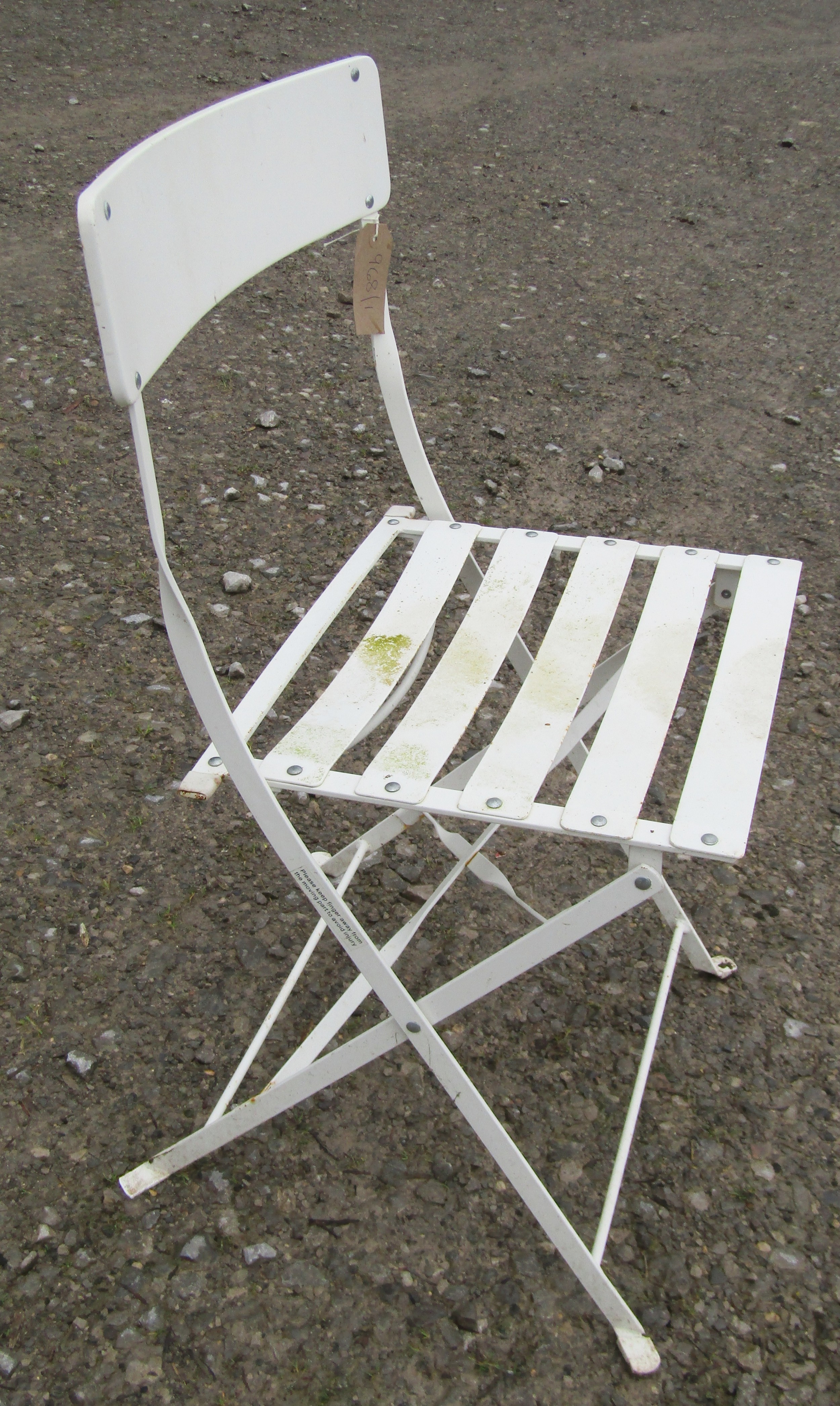 A contemporary cream painted light steel folding terrace table with pierced square top 70 cm - Image 3 of 4