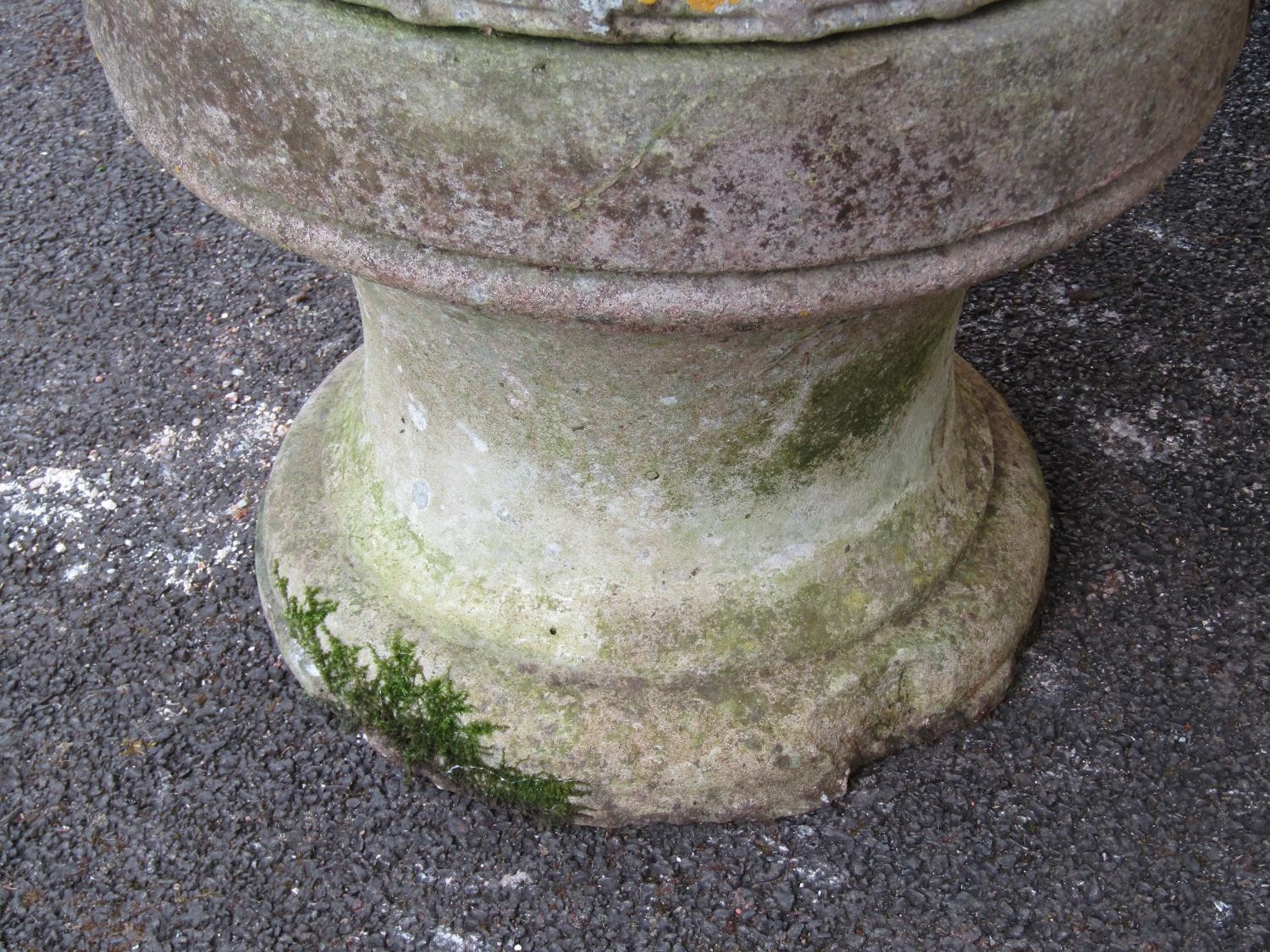 A large and impressive 19th century weathered carved natural stone planter / urn of flared form with - Image 4 of 8