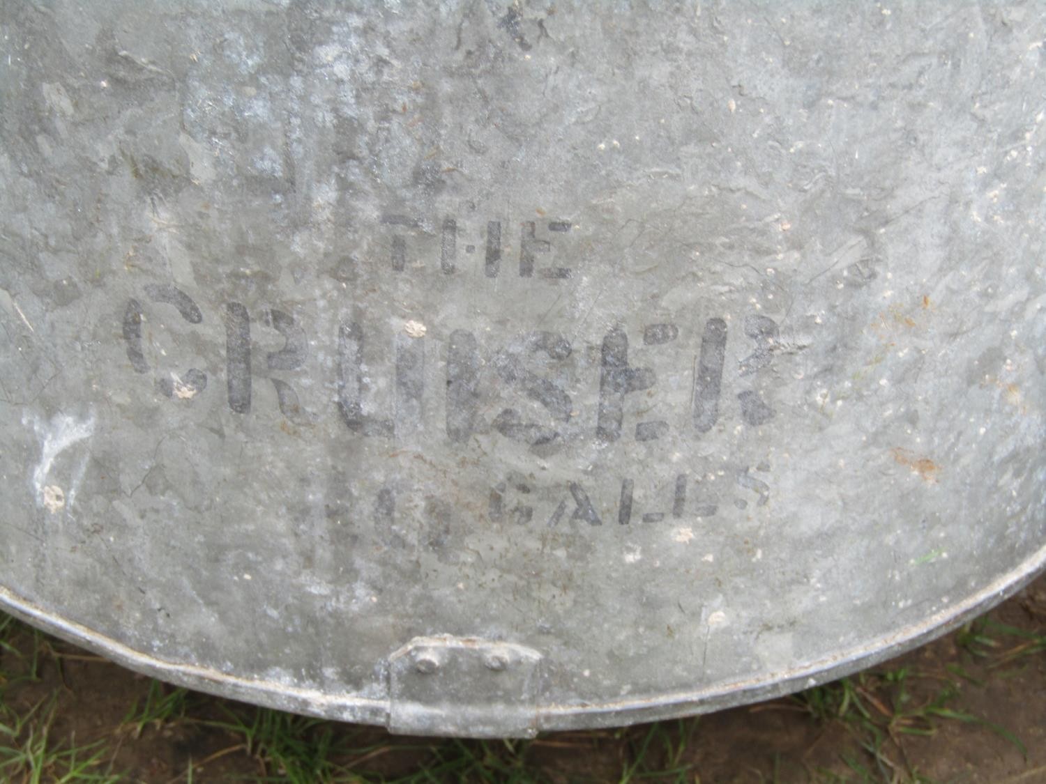 A vintage two wheeled water barrow, the iron frame supporting a cylindrical galvanised vessel - Image 5 of 5