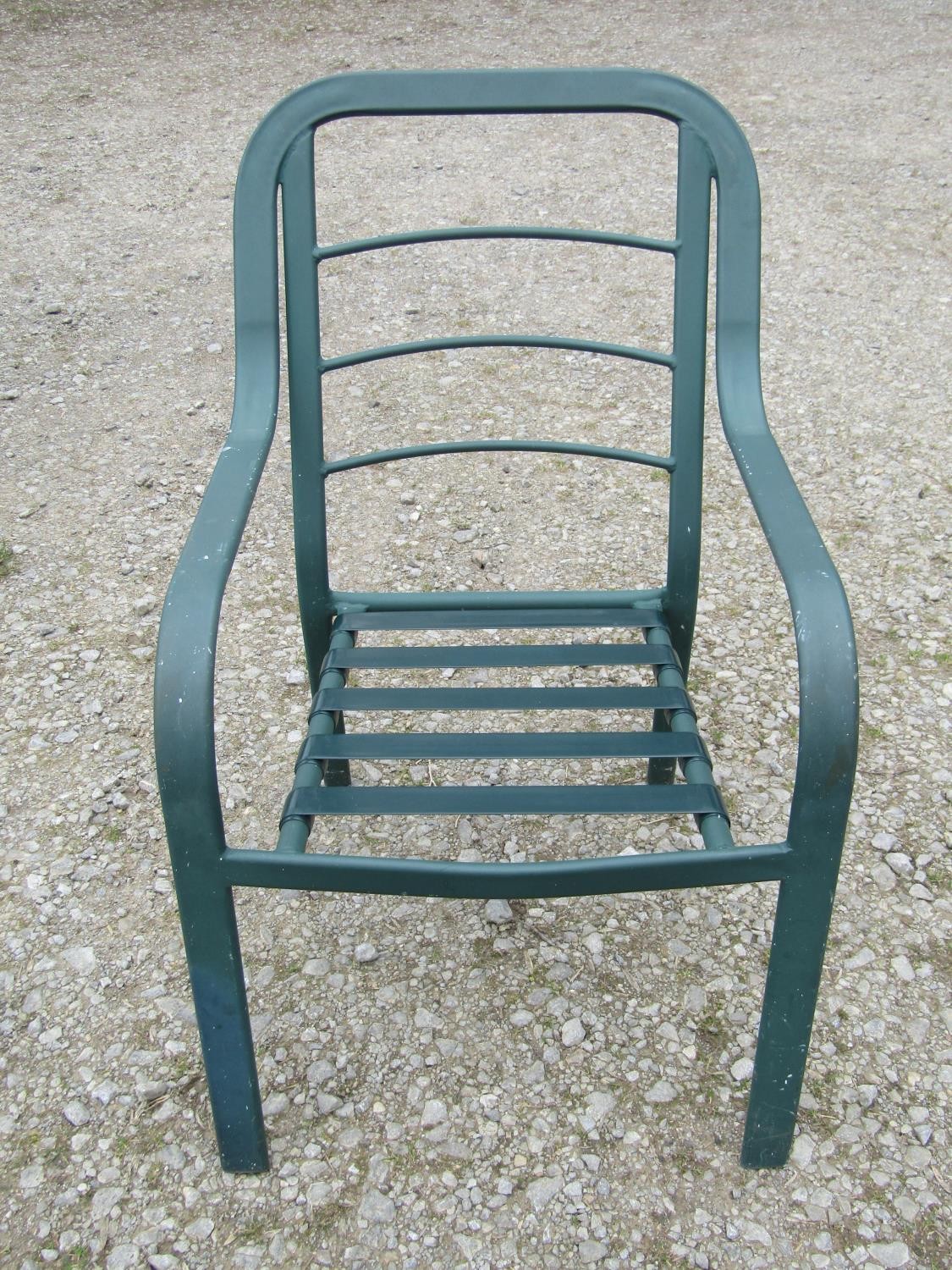 A set of four green painted aluminium stacking garden chairs together with a further similar pair - Image 2 of 3