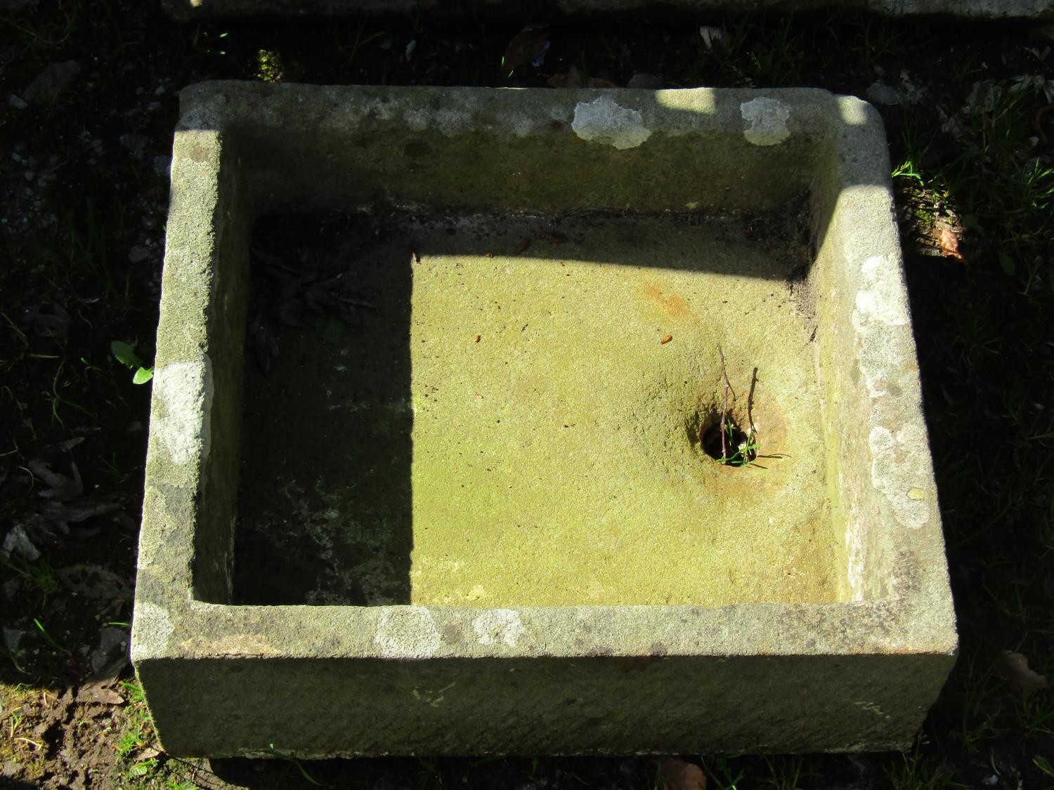 A small weathered carved rectangular natural stone trough / sink, 16cm high, 46 x 41cm together with - Image 2 of 4