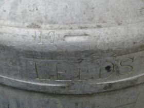 A Grundycan Excraven Dairies, Leeds aluminium two handled milk churn (complete with cap), 72 cm high