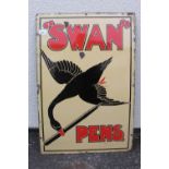 A scarce original enamel advertising sign for “Swan” Pens, 76 x 51cm