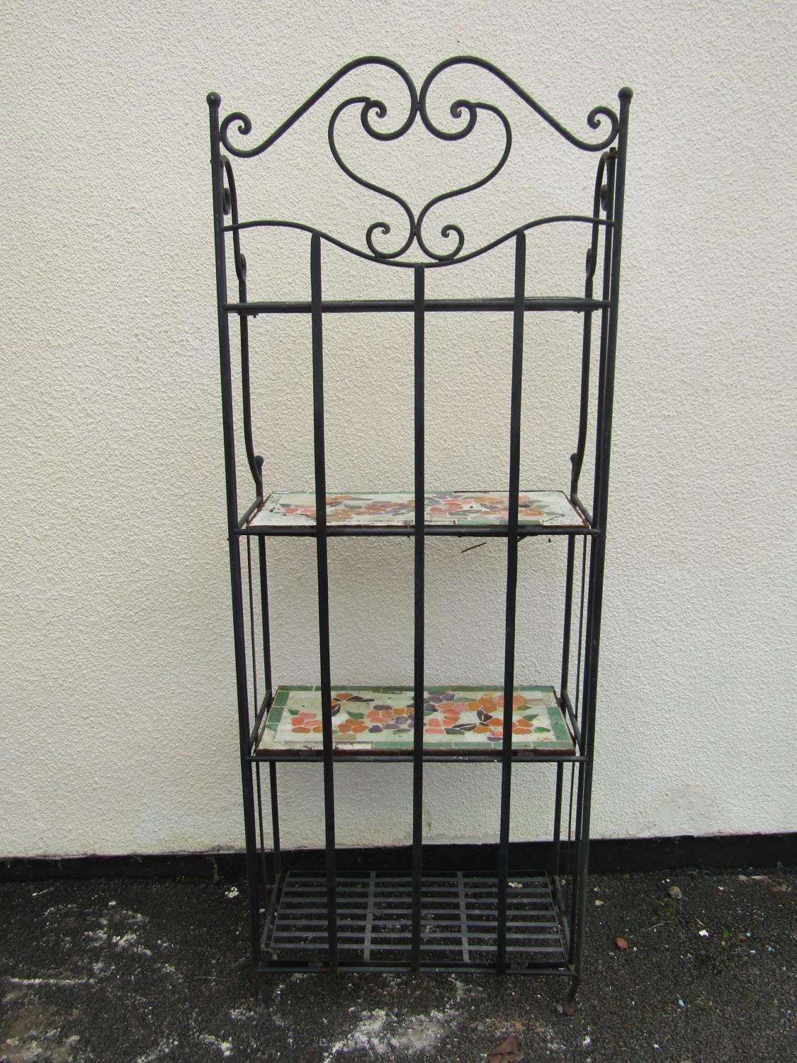 A four tier freestanding open shelving unit with strap work and tiled shelves 162 cm (full height) x - Image 6 of 6