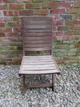 10 Cuba collection stained and weathered teak folding garden chairs with slatted seats and backs (
