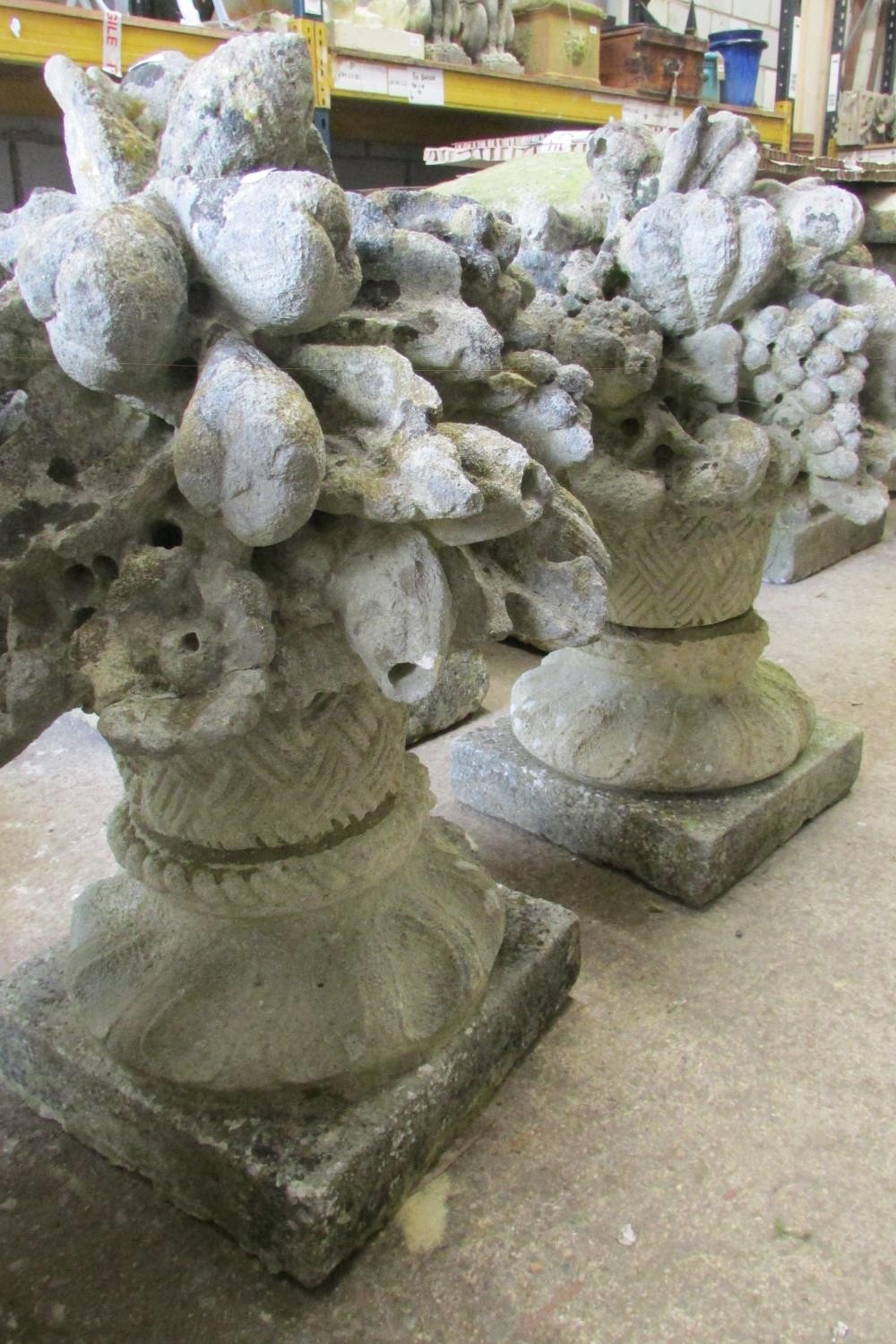 A good large pair of weathered antique natural stone driveway / entrance finials in the form of - Image 3 of 4