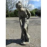 A cast composition stone garden ornament in the form a classical maiden 105 cm high
