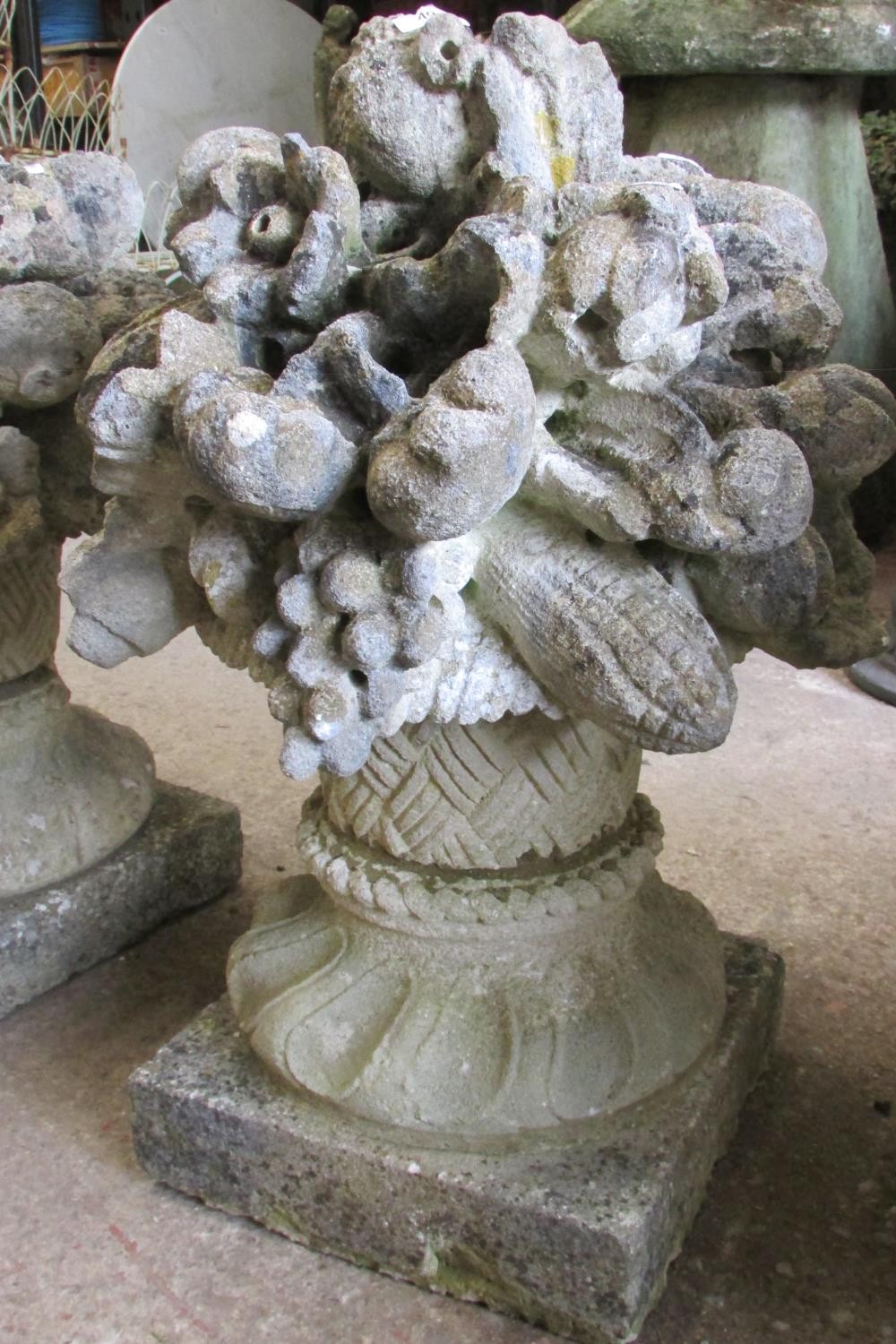 A good large pair of weathered antique natural stone driveway / entrance finials in the form of - Image 2 of 4