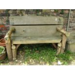 A rustic wooden two seat garden bench 145 cm wide