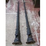 A pair of Victorian style cast iron street lamp posts (lacks hoods) Approx 252cm high
