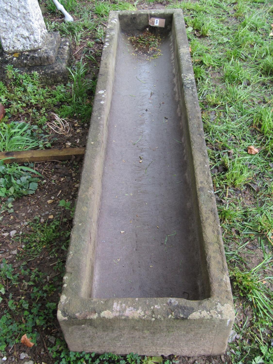 A carved rectangular weathered natural stone sink/trough, 20 cm high x 77 cm x 61 cm - Image 6 of 8
