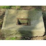 A weathered natural stone square drain cover/surround, 61cm square