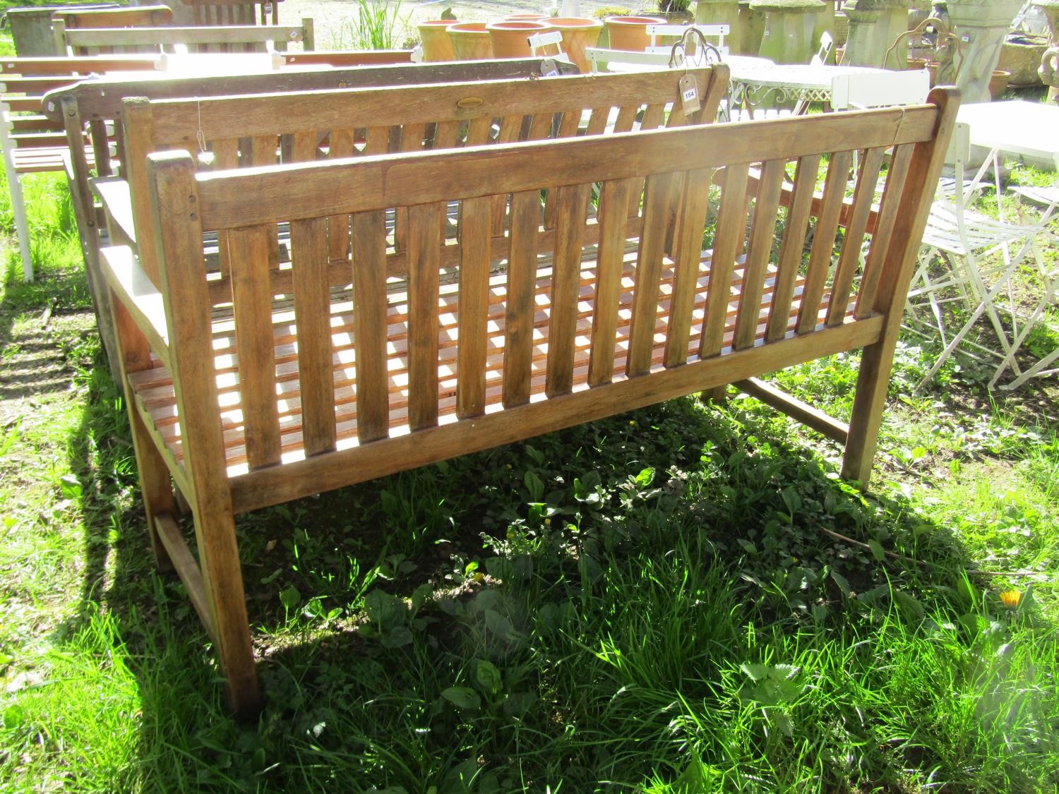 A good quality heavy gauge three seat garden with slatted seat and back, 150 cm long - Image 3 of 3